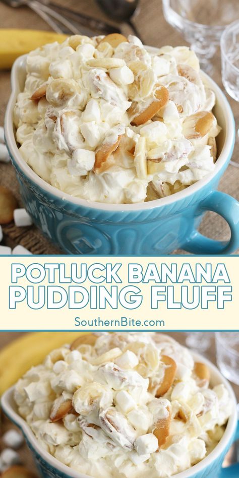 This recipe for Banana Pudding Fluff turns the classic banana pudding recipe into a quick, easy, delicious, and fluffy dessert perfect for your next potluck! Banana Pudding Fluff, Pudding Fluff, Easy Banana Pudding Recipe, Banana Pudding Cookies, Fluff Salad Recipes, Easy Banana Pudding, Fluff Salad, Banana Pudding Recipe, Banana Pudding Cheesecake