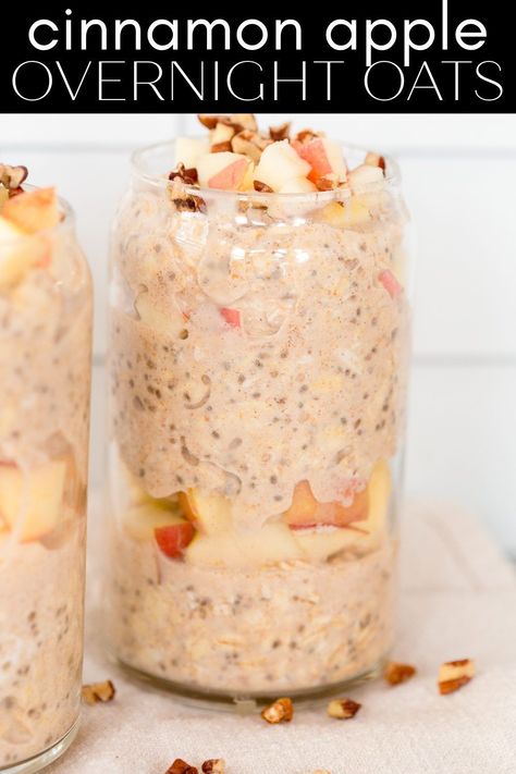 Cinnamon Apple Overnight Oats, Healthy Fall Breakfast, Raspberry Overnight Oats, Apple Overnight Oats, Pumpkin Overnight Oats, Overnight Oats With Yogurt, Strawberry Overnight Oats, Old Fashioned Oats, Apple Cinnamon Oatmeal