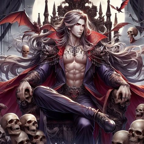 King of Vampires Vampire God Art, Vampire King, Vampire Prince Art, Vampire King Art, Undead King Fantasy Art, Hot Male Vampire Art, D D Character Ideas, Dark Lord, Anime Boy