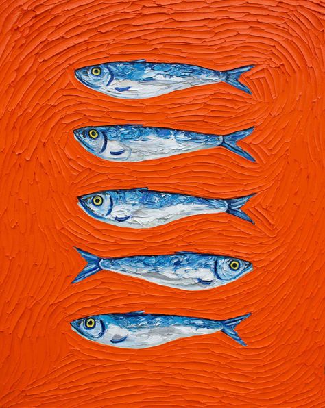 Paintings | Utterly Delicious Artwork by Alice Straker Blue Lobster Painting, Fish Art Print, Easy Fish Painting, Fish Painting Acrylic, Funky Art Prints, Funky Artwork, Maximalist Wall Decor, Fish Paintings, Funky Fish