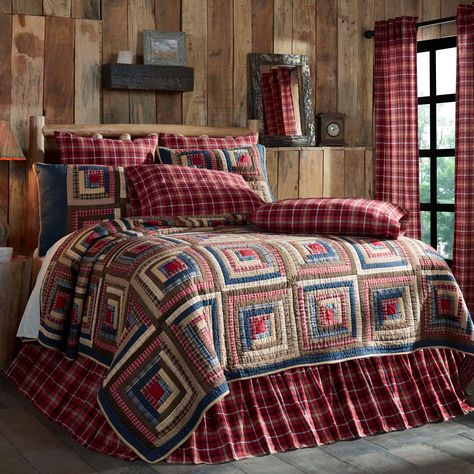 Buy Farmhouse Decor on a Budget with Flexible Payments! The Village Country Store offers Afterpay, just like Flex Pay but better! Interest free in 4 installments. You set the budget. Buy now, pay later! Log Cabin Patchwork, Lodge Bedding, Log Cabin Blocks, Americana Home, Rustic Bedding, Rustic Lodge, Primitive Home, Apple Red, Twin Quilt