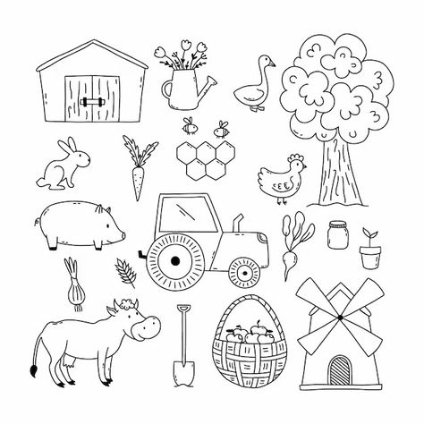 Farm Animals Line Drawings Vectors, Photos and PSD files | Free Download Barn Drawing, Food Doodle, Animal Line Drawings, Farm Vector, Farm Logo Design, Farm Coloring Pages, Dog Tree, Farm Animal Coloring Pages, Free Icon Set