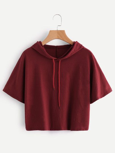 Shop Hooded Drawstring Tee online. SheIn offers Hooded Drawstring Tee & more to fit your fashionable needs. Hooded Tee, Crop Top Outfits, Tween Outfits, Swag Style, Girls Fashion Clothes, Teen Fashion Outfits, Cute Casual Outfits, Outfits For Teens, Teen Fashion