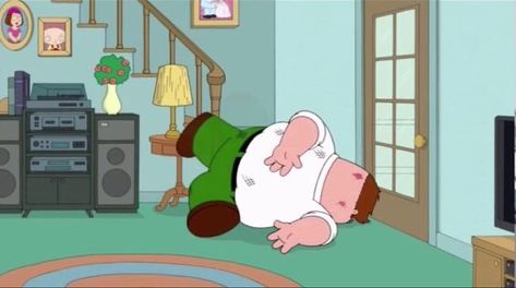 Dead Peter Pose Family Guy, Peter Griffin Fall Pose, Family Guy Falling Pose, Peter Griffin Dead Pose, Peter Griffin Meme, Peter Family Guy, Stairs Meme, Family Guy Meme, Pizza Clothes