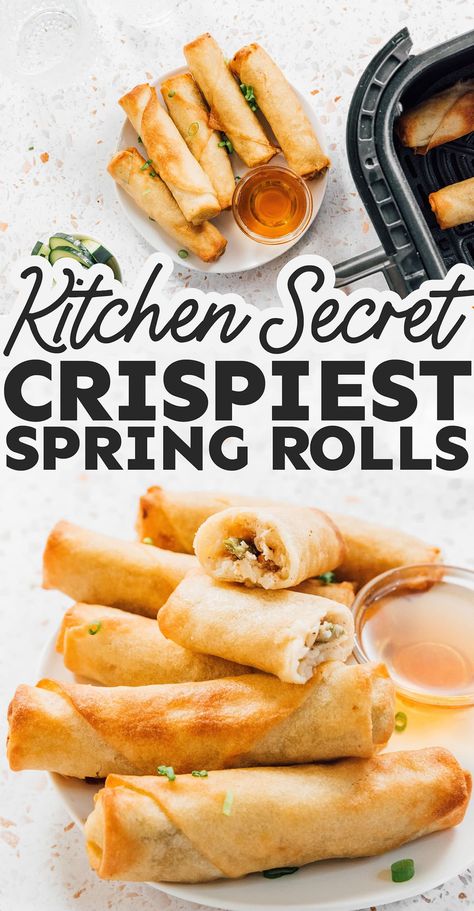 Air Fryer Spring Rolls, Easiest Snacks, Rolls In Air Fryer, Homemade Spring Rolls, Meatless Main Dishes, Quick Easy Snacks, Vegetarian Breakfast, Vegetarian Recipes Easy, Quick Snacks