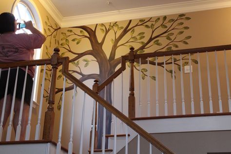 Family tree wall Tree Wall Painting, Tree Wall Murals, Tree Mural, Wall Murals Painted, Family Tree Wall, Murals Street Art, Mural Wall Art, Mural Painting, Tree Wall