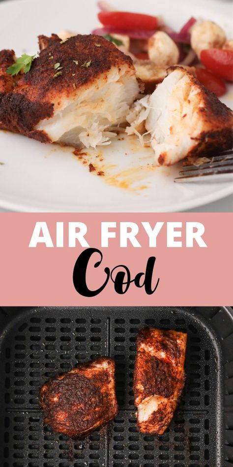 Air Fryer Baked Fish, Air Fry Cod Fish Recipes, Cod In Air Fryer Recipe, Air Fryer Cod Fish Recipes, Airfryer Cod Recipes, Airfryer Cod, Cod Air Fryer Recipes, Cod Recipes Air Fryer, Cod Fish Recipes Air Fryer