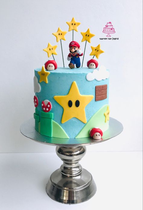 Supermario Cakes For Boys, Super Mario Buttercream Cake, Mario Odyssey Cake, Simple Mario Cake, Super Mario Kart Cake, Mario Theme Cake, Mario Kart Birthday Cake, 18th Birthday Cake For Guys, Candy Theme Cake