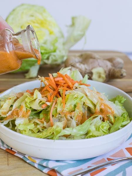 Creamy Parmesan Dressing (Carrabba's copycat) Salad With Lettuce, Ginger Salad Dressing, Ginger Salad, Ginger Salad Dressings, Spicy Southern Kitchen, Japanese Steak, Japanese Diet, Southern Kitchen, Homemade Salads