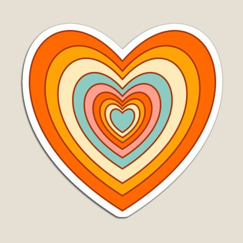 Groovy rainbow heart • Millions of unique designs by independent artists. Find your thing. Stickers Hippie, Groovy Heart, Memory Boards, Groovy Rainbow, Pride Party, Retro Heart, Heart Magnets, 2nd Grade Classroom, Rainbow Stickers