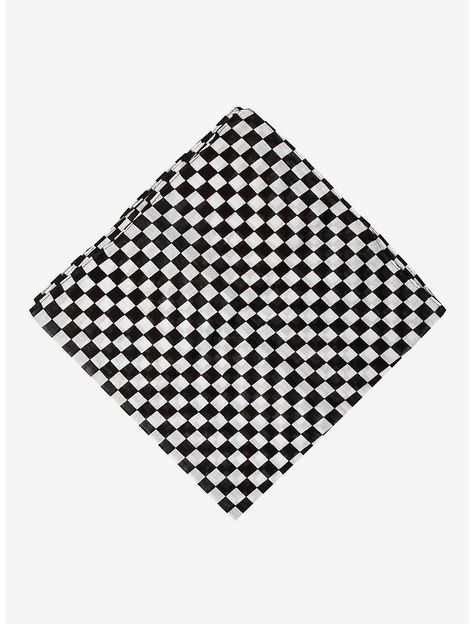 Checkered Bandana, Black White Checkered, Scarf Neck, Face Covering, Drawing Clothes, Neck Scarf, Face Coverings, Neck Scarves, Check Pattern