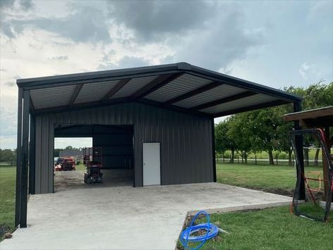 Metal Carport With Storage Room, Metal Gym Building, Metal Garage With Lean To, Barndominium Carport, Awning Garage, Metal Building Prices, Metal Garage Kits, Metal Shops, Metal Storage Buildings