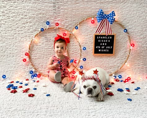 Baby Holiday Pictures, Holiday Baby Pictures, First Fourth Of July, Monthly Photoshoot, Baby Holiday Photos, Fourth Of July Outfit, 4th Of July Photos, Baby Milestones Pictures, Monthly Pictures