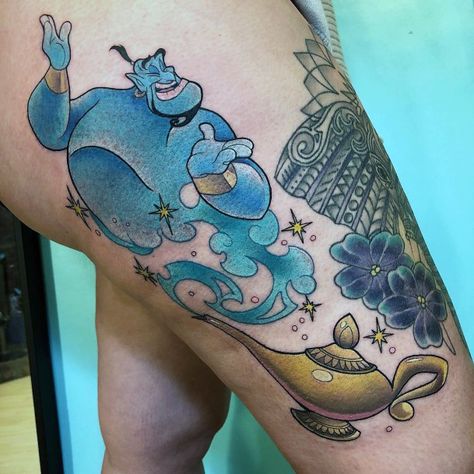 Aladdin Genie Tattoo, Aladdin Lamp Tattoo, Genie Lamp Tattoo, Genie Tattoo, Aladdin Tattoo, Maleficent Tattoo, Usmc Tattoo, Jasmine Tattoo, Tattoos Disney