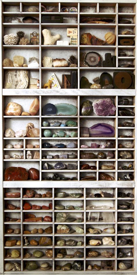 Rock Collection Display, Wall Displays, Spiritual Stuff, Printers Tray, Deco Nature, Cabinet Of Curiosities, Rock Collection, Chakra Balancing, Minerals And Gemstones