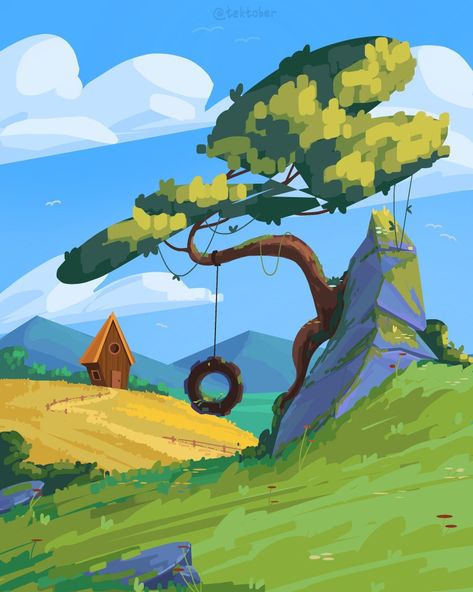 Environment Painting, Simple Sketch, Bg Design, Background Drawing, Everyday Art, Cover Art Design, Arte Sketchbook, Digital Painting Tutorials, Cartoon Background