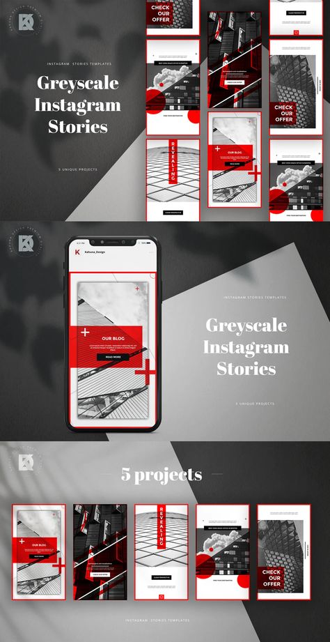 Greyscale / Black & White Instagram Stories Banner Template PSD Web Design Black, Red Branding, Website Color Schemes, Web Design Websites, Brunch Bar, Gray Instagram, White Instagram, Black And White Instagram, Black App