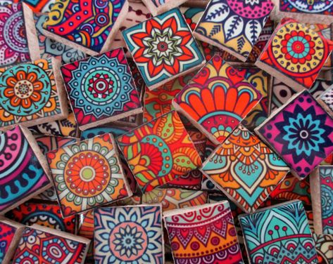 Browse unique items from WhereGypsiesRoam on Etsy, a global marketplace of handmade, vintage and creative goods. Boho Tile, Art Marocain, Boho Tiles, Mixed Media Art Projects, Painted Tiles, Moroccan Boho, Ceramic Mosaic, Moroccan Art, Ceramic Mosaic Tile