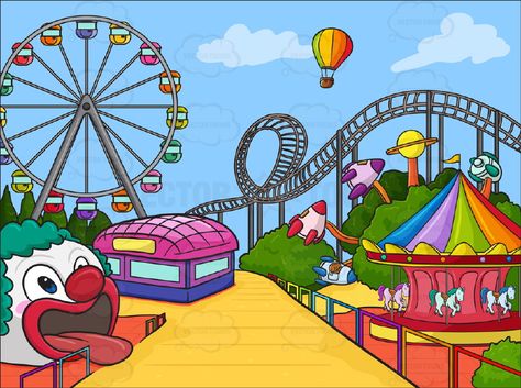 Amusement Park Cartoon, Cartoon Park, Drawing Lessons For Kids, Park Pictures, Cartoon Background, Cartoon Drawing, Art Drawings For Kids, Creative Drawing, Cartoon Clip Art