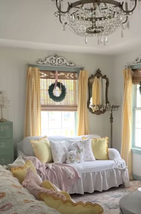 Yellow Pillow Covers, Up House, Big Girl Rooms, Cottage Living, Dream House Interior, House Room, So In Love, Room Ideas Bedroom, Pretty House