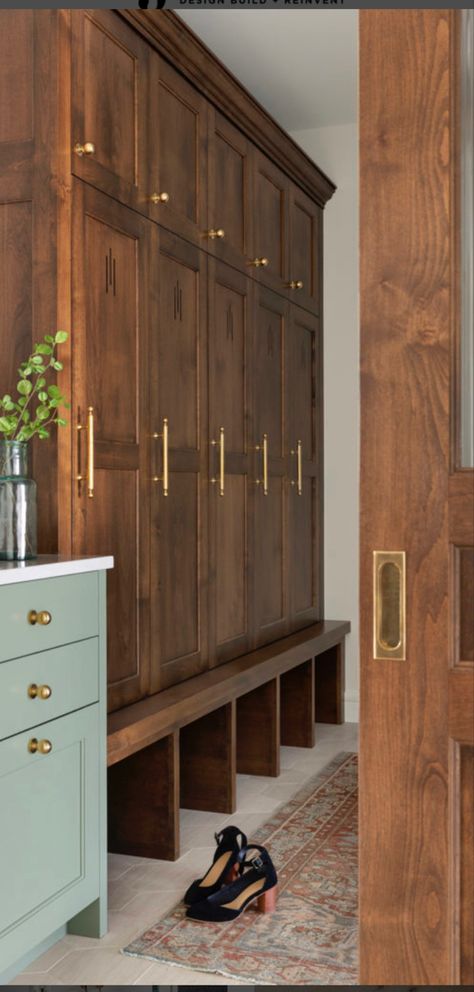 Color Cabinets, Wood Lockers, Functional Mudroom, Cabinet Trends, Wooden Island, Mudroom Cabinets, His And Hers Sinks, Kitchen Cabinet Trends, Bold Kitchen