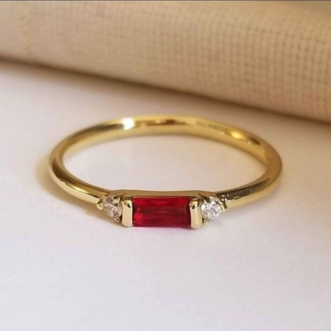 New 18k Gold Plated Ruby Diamond Band Stacking Ring For Women All Gemstones Are Simulated. A Jewelry Box Included. Ready To Ship Same Day. Feel Free To Ask Any Question. All Photos Are Real Time From Actual Object No Stock Photo Used. Color Might Be Slightly Different Due To Lighting. Ruby Stacking Ring, Alternative Engagement Rings Simple, Ruby Stackable Ring, Gold And Ruby Jewelry, Red Diamond Engagement Ring, Gold Ruby Jewelry, Ruby Gold Rings For Women, Gold And Red Jewelry, Ruby And Pearl Ring