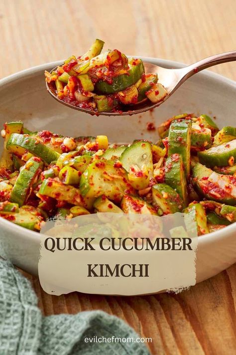 Quick Cucumber Kimchi Lettuce Kimchi Recipe, Easy Cucumber Kimchi, Kimchi Recipe Cucumber, Home Made Kimchi Recipe, Kimchee Cucumber Recipe, Quick Kimchi Recipe, Cucumber Kimchi Recipe Korean, Kimchi Fish, Cucumber Kimchee