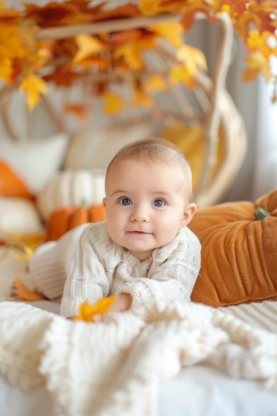 17 Dreamy Fall Photo Ideas That'll Set Your 'Gram on Fire Baby And Pumpkin Photo Ideas, Infant Fall Photoshoot, Baby Fall Photos, Fall Baby Photos, Fall Baby Pictures, Fall Photo Ideas, Halloween Shoot, Cabin Vibes, Toddler Photoshoot