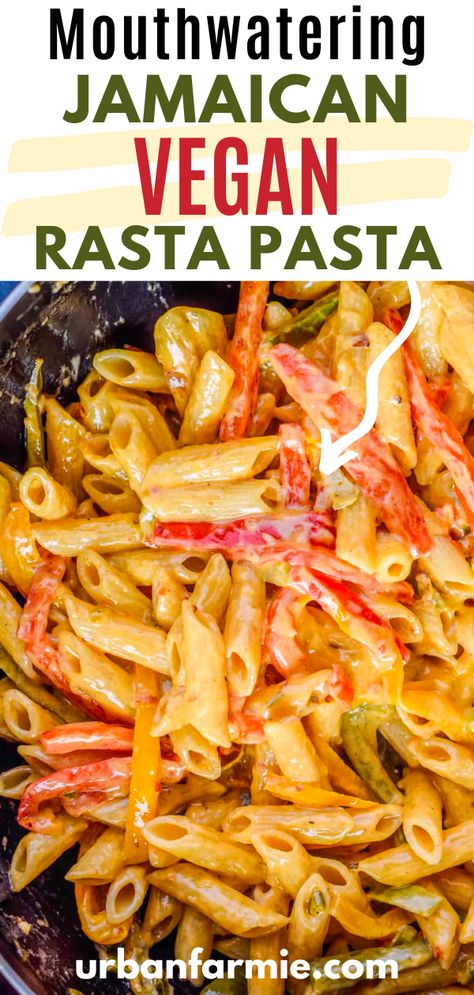 This flavorful and mildly spiced pasta dish is made with fresh, simple, and meatless ingredients, making it a great option for vegetarians and vegans. And the best part? It's ready in just 30 minutes! Whether you're craving comfort food or seeking out new flavors, this Jamaican Rasta pasta recipe delivers on both taste and convenience. So why not add some Caribbean flair to your dinner rotation tonight? Rasta Pasta Jamaican Dairy Free, Vegetarian And Vegan Recipes Dinners, Awesome Vegan Recipes, Best Recipes Vegetarian, Vegan Dinner Recipes Pasta, Easy Plant Based Crockpot Recipes, Vegan Dinners Recipes, Low Carb Jamaican Recipes, Vegan Fajita Pasta