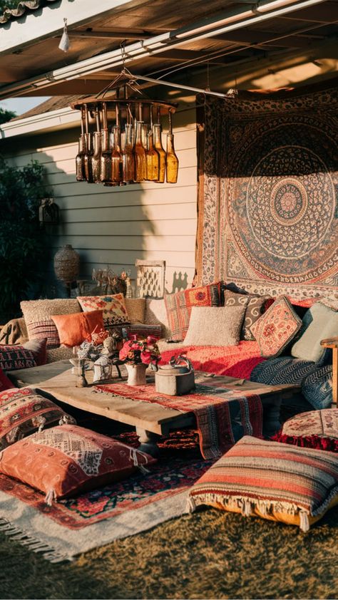 Transform your outdoor space into a bohemian oasis with our collection of boho outdoor decor items. Embrace the free-spirited vibe of boho yard style and infuse your garden with colorful textiles, whimsical accents, and cozy seating areas. Discover unique pieces to create the perfect bohemian yard that reflects your personal style. Elevate your outdoor living experience with our selection of boho-inspired decorations and turn your backyard into a serene retreat that exudes charm and relaxation. Backyard Boho Decor, Boho Yard, Boho Outdoor Decor, Boho Backyard, Bohemian Backyard, Garden Seating Area, Desert Decor, Boho Patio, Bohemian Garden