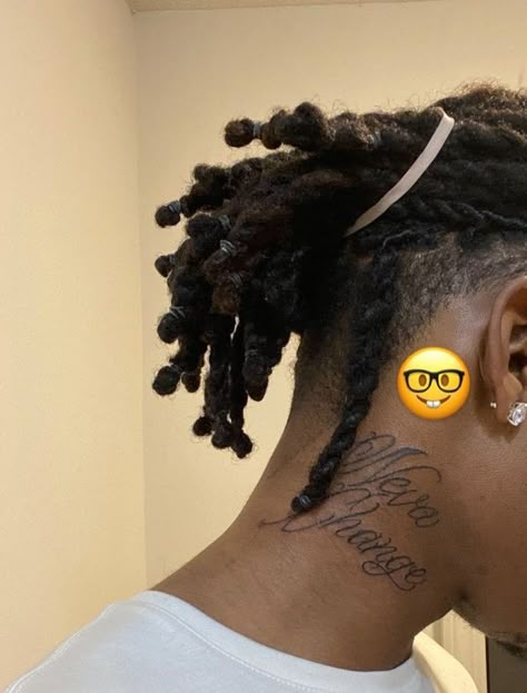 Star Behind Ear Tattoo Men, Black Men Neck Tattoos, Small Neck Tattoos Men, Front Neck Tattoo For Guys, Side Neck Tattoo For Guys, Simple Neck Tattoos, Basketball Fits, Short Dreadlocks, Black People Tattoos