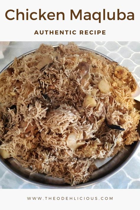 Chicken Middle Eastern Recipes, Maklouba Recipe Chicken, Chicken Maqluba Recipe, Jordanian Food Recipes, Maqluba Recipe Chicken Rice, Lebanese Chicken Recipes, Maqlooba Recipe Chicken, Egyptian Recipes Authentic, Maqlooba Recipe