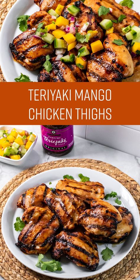 Mango Recipes For Dinner, Mango Chicken Recipes, Sweet Salsa, Summer Chicken Recipes, Mango Salsa Recipes, Mango Chicken, Grilled Chicken Thighs, Grilling Sides, Grilled Dinner