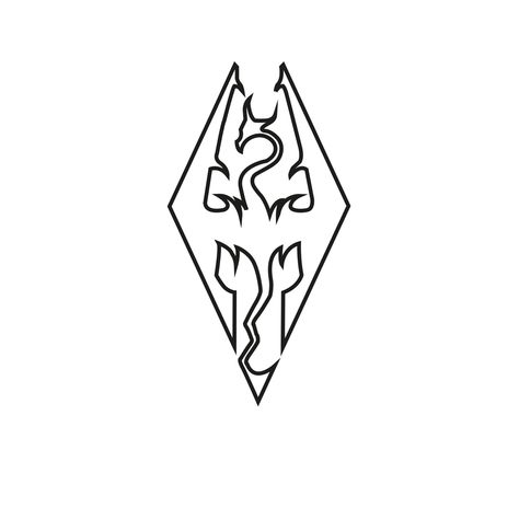 Skyrim Logo, Skyrim Tattoo, Skyrim Dragon, Hard Tattoos, Minimalistic Tattoo, Sketch Style Tattoos, Dragon Logo, Nerd Tattoo, Logo Outline