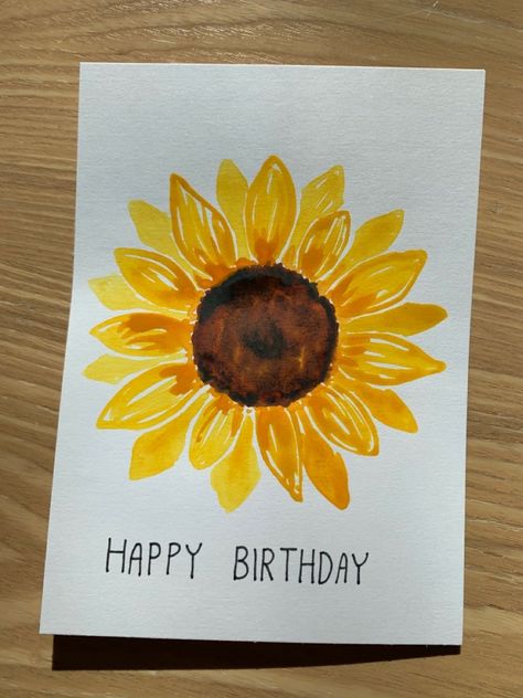 Sunflower Birthday Card Ideas, Watercolor Birthday Card For Friend, Yellow Birthday Card Ideas, Sunflower Birthday Cards Diy, Cute Birthday Cards For Grandma, Homemade Birthday Cards For Grandma, Sunflower Cards Handmade, Watercolor Birthday Card Diy, Grandma Birthday Cards