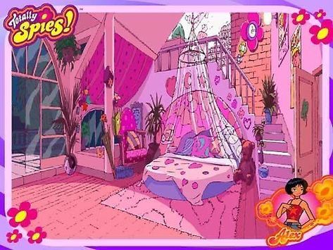 Totally spies Alex room by Georgiananas | Redbubble Totally Spies Room, Y2k Room, 2000s Cartoons, Bedroom Drawing, Totally Spies, Sims House, Cartoon Shows, Wallpaper Pc, Dream Room