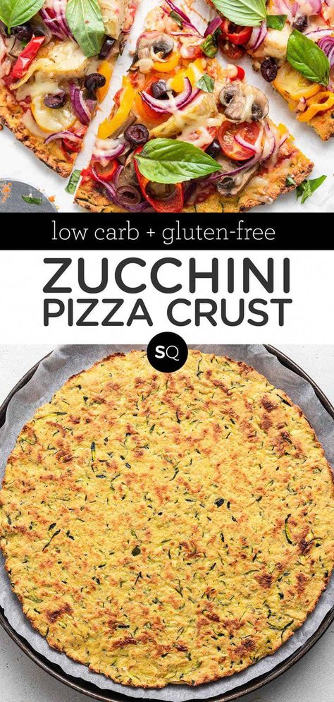 #AListOfLowCarbFoods Vegan Zucchini Pizza Crust, Keto Veggie Pizza, Low Fodmap Pizza Crust, Zucchini Pizza Crust Recipe, Zucchini Crust Pizza, Zucchini Meals, Zucchini Flour, Quinoa Pizza Crust, Healthy Pizza Crust