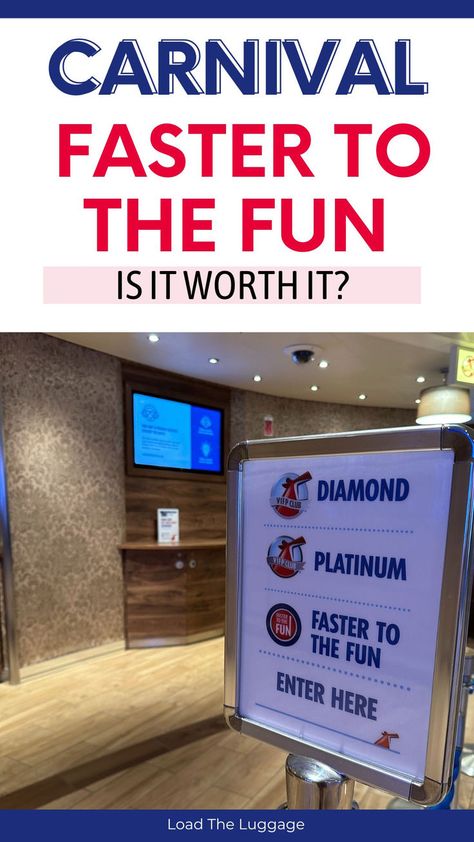 Carnival Faster to the Fun worth it?  Image is a sign for a priority line at guest services on a Carnival Cruise ship. Carnival Sunshine Cruise Tips, Carnival Sunrise, Carnival Cruise Tips, Carnival Valor, Carnival Sunshine, Carnival Celebration, Packing List For Cruise, Cruise Planning, Carnival Cruise Line