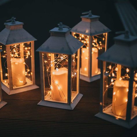 Decor With Lanterns, Starry Night Prom, Table Lanterns, Garden Centerpiece, Starry Night Wedding, Lighted Centerpieces, Lantern Centerpieces, Prom Decor, Lantern Candle Decor