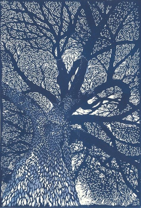 Truly Tantalizing And Inspiring Tree Art - Bored Art Linocut Tree, Monoprint, Lino Print, Linocut Prints, Tree Art, Art Plastique, 그림 그리기, Linocut, A Tree