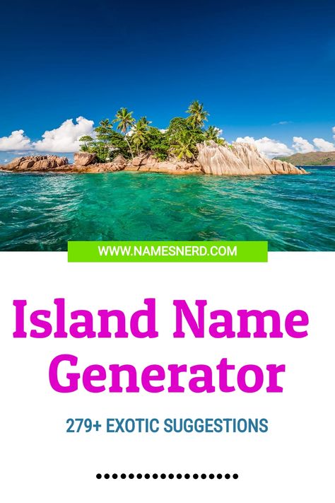 This island name generator will create unique ideas for naming your own private island. Great for writing, role-playing, and gaming. Island Names Ideas, Cute Island Names, Island Name Ideas, Ship Names Generator, Fantasy World Name Generator, Fantasy Place Name Generator, City Name Generator, Pirate Name Generator, Goth Names