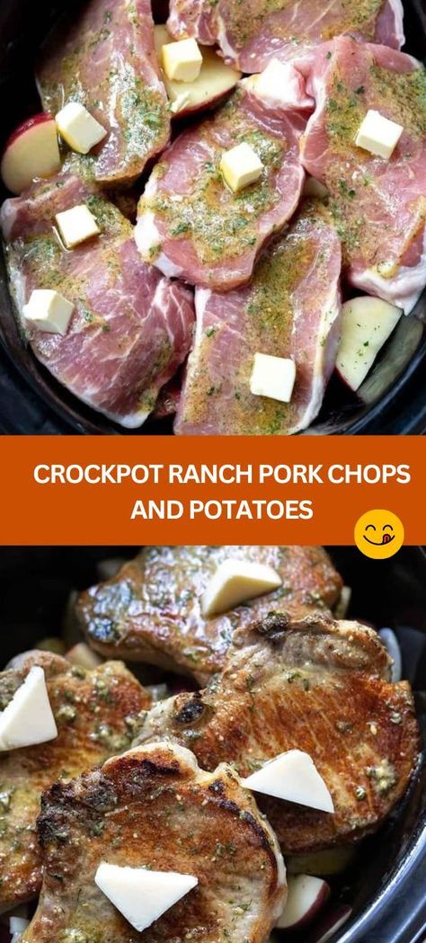 Easy Crockpot Ranch Pork Chops and Potatoes Recipe - Perfect Slow Cooker Dinner! - Looking for a hassle-free dinner idea? Try our simple Crockpot Ranch Pork Chops and Potatoes recipe! Made with tender pork chops, flavorful red potato... Boneless Pork Chops Crock Pot, Ranch Pork Chops And Potatoes, Crockpot Ranch Pork Chops, Baked Bbq Pork Chops, Ranch Pork Chops Crock Pot, Boneless Pork Chop Recipes, Pork Chop Recipes Crockpot, Slow Cooker Pork Tenderloin, Ranch Pork Chops