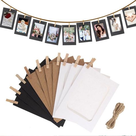 10Pcs 3Inch Paper Frame with Clips Rope Frame Pictures DIY Hanging Picture Album Wall Photo Frame | Wish Graduation Party Photo Booth Props, Cadre Photo Diy, Graduation Party Photo Booth, Wedding Wall Decor, Paper Picture Frames, Paper Picture, Diy Photo Frames, Album Frames, Wedding Wall Decorations