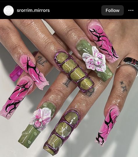 Trap Nails, Trap Vibes, Nails Now, Fly Trap, Venus Fly Trap, Unique Acrylic Nails, Gem Nails, Glam Nails, Fire Nails