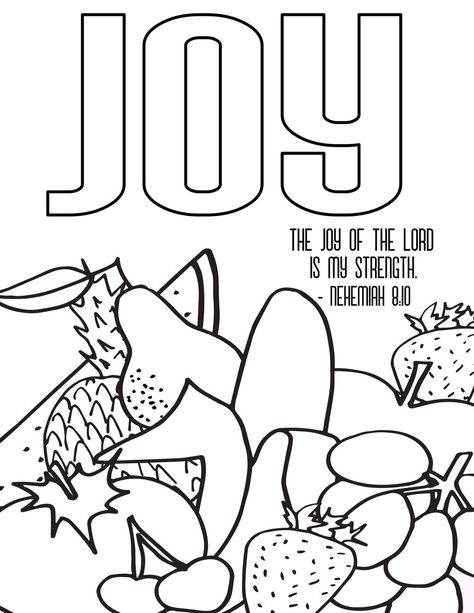 Joy Fruit Of The Spirit Coloring Page, Joy Coloring Page, Bible Preschool, Bible Class Activities, About Bible, Sunday School Coloring Pages, Scripture Coloring, Scripture Memorization, Bible Verse Coloring