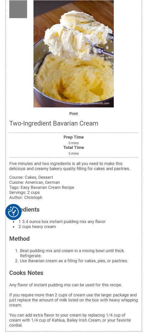 Easy imitation Bavarian Cream How To Make Bavarian Cream Filling, Easy Bavarian Cream Filling, Easy Bavarian Cream Recipe, Bavarian Cream Cake Recipe, Easy Bavarian Cream, Bavarian Cream Recipe, Bavarian Cream Filling, Dessert Pizzas, Jar Desserts