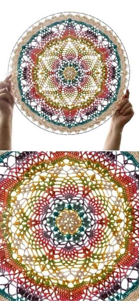 Dream Catcher Crochet Pattern, Dream Catcher Step By Step, Crochet Dreamcatcher Pattern Free, Dream Catcher Crochet, Crochet Dreamcatcher Pattern, Crochet Dream Catcher, Mandela Patterns, Crochet Hoop, Decorative Crochet