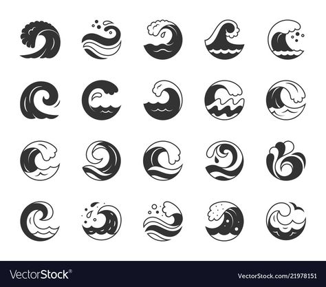 Wave Silhouette, Waves Symbol, Aqua Decor, Water Symbol, Newsletter Layout, Waves Icon, Wave Illustration, Waves Vector, Vector Icons Illustration