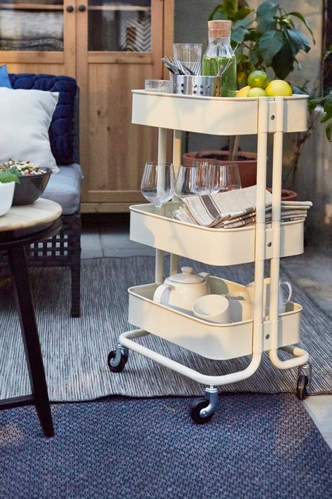 Raskog Ikea, Ikea Raskog Cart, Raskog Cart, Ikea Cart, Ikea Raskog, Ikea Inspiration, Office Supply Organization, Outdoor Room, Outdoor Living Room