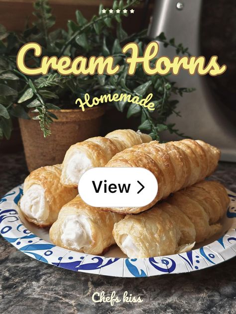 Lemon8 · Homemade Cream Horns 🫶🏻 · @❀𝐸𝓁𝓈𝒾𝑒❀ Cream Horns, Danish Pastry, Mexican Recipes, Open App, Mexican Food Recipes, Dessert, Cream